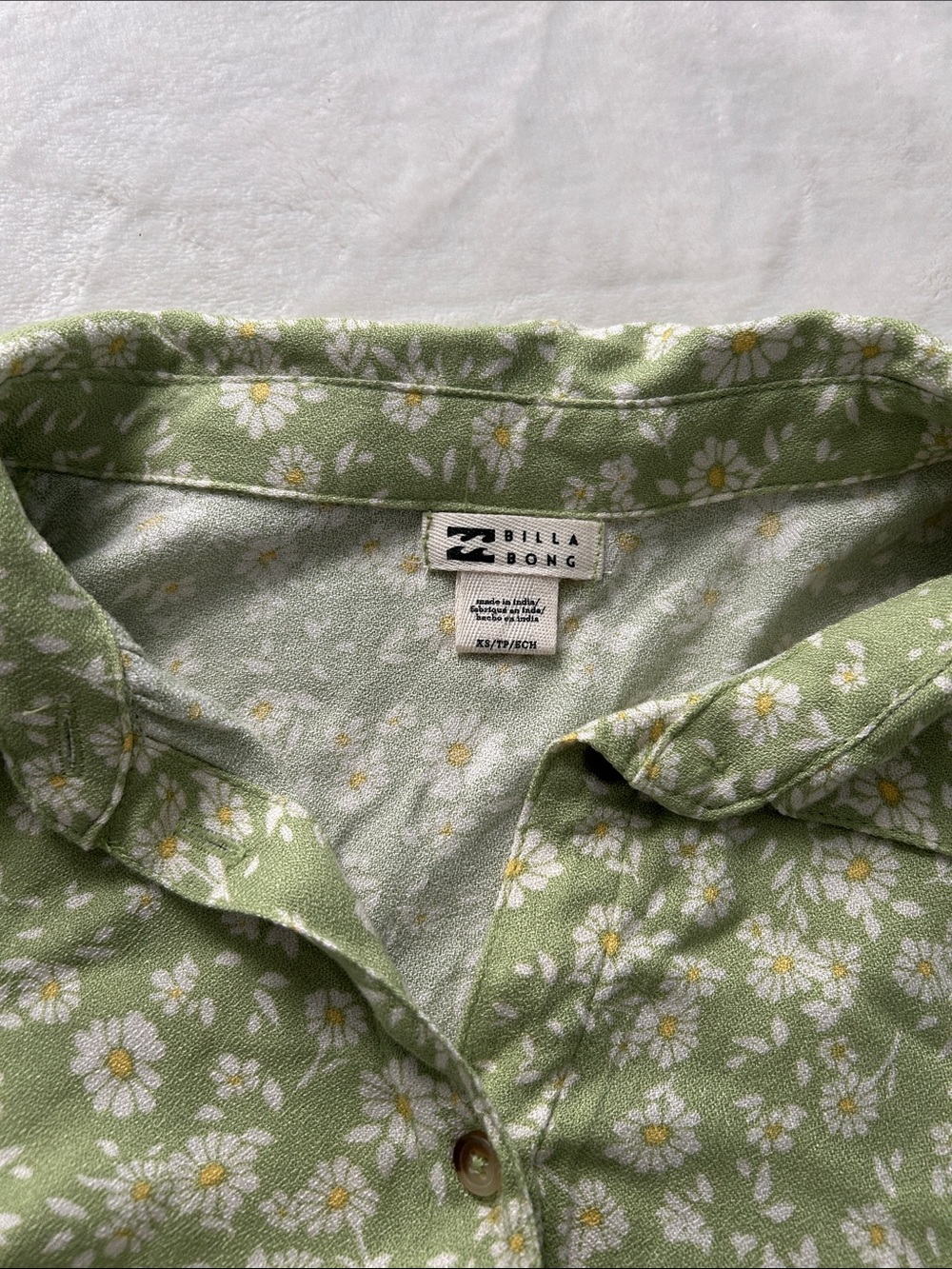 Billabong Sage Green Floral Button-Front Midi Dress - Picture 2 of 9